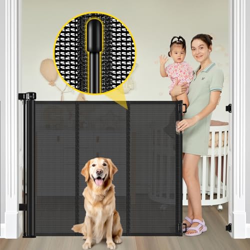 Bingguz 42 inch tall black retractable baby gate