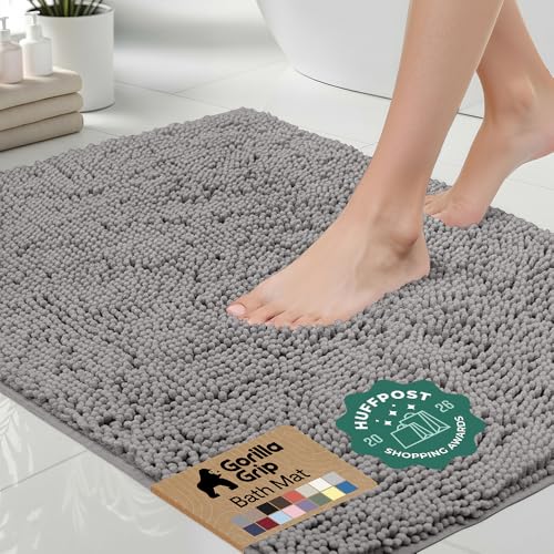 GORILLA GRIP bath rug gray top view