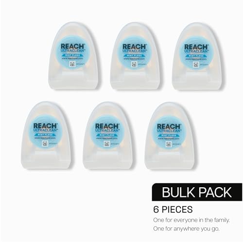 Back of Reach dental floss 6 pack packaging