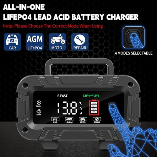 Red E-FAST battery maintainer with charging cables