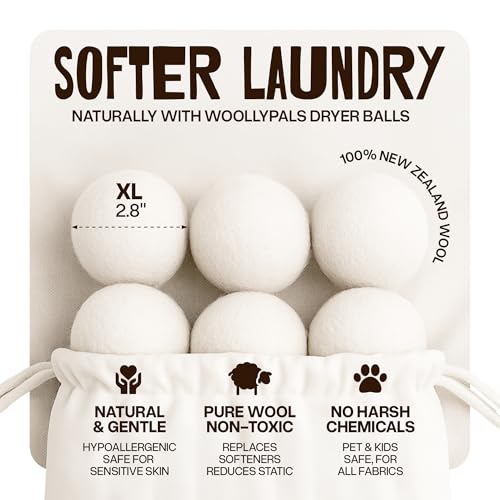 XL wool dryer balls in cotton bag