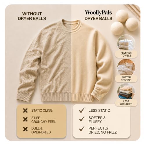 Reusable wool dryer balls set