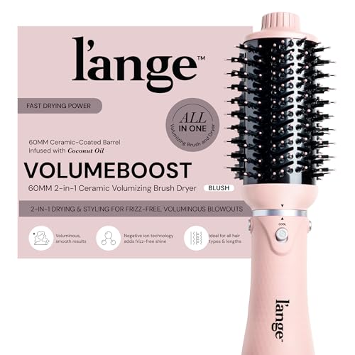 L'ANGE HAIR VolumeBoost 60mm Blush dryer brush full view