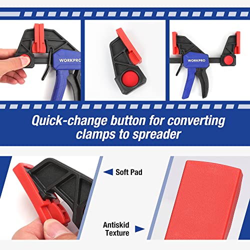 Quick-change button mechanism on WORKPRO clamp
