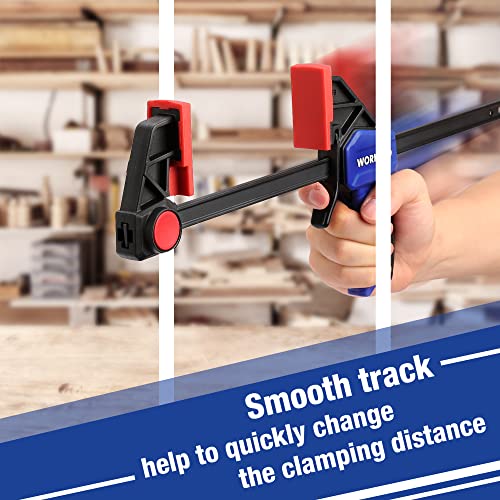 Non-marring pads on WORKPRO woodworking clamp