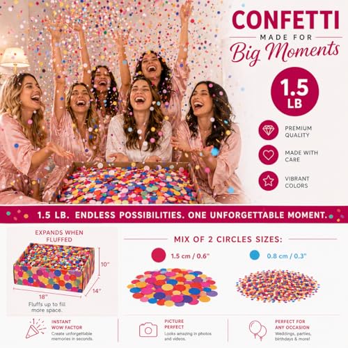 Multicolor confetti pieces in a festive display