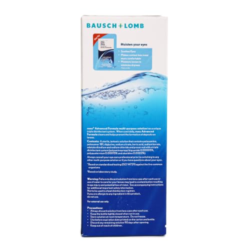 Back of Renu Advanced label with usage instructions