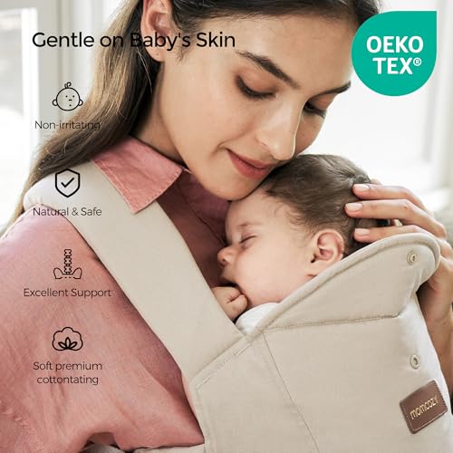 Khaki Momcozy baby carrier fabric detail