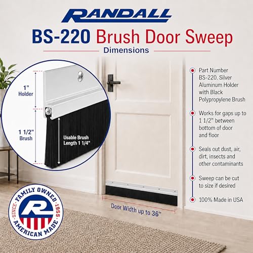 Silver aluminum door sweep base with brush