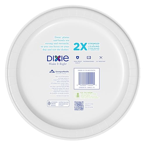 Dixie paper plates showing soak proof shield