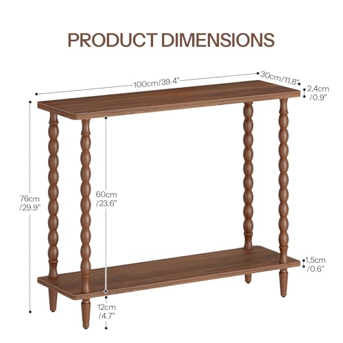 Spindle-shaped rubberwood legs of the entryway table