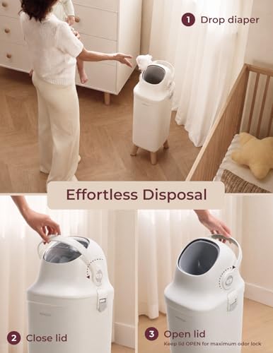Wide opening of Momcozy diaper disposal unit