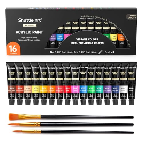 Shuttle Art 16-color acrylic paint set packaging