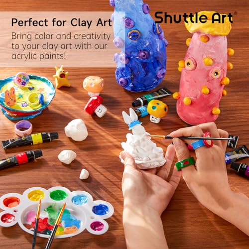 Display of 16 assorted acrylic paint colors