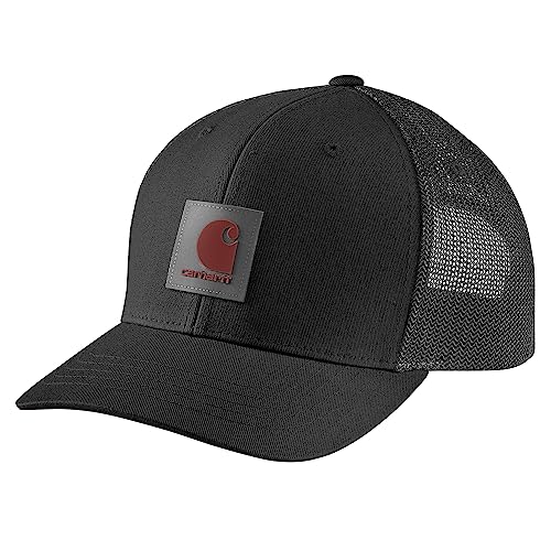 Carhartt Men's Rugged Flex Twill Mesh-Back Logo Patch Cap in black