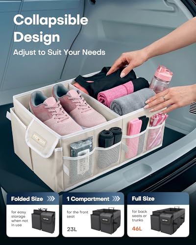 Folded beige HOTOR trunk organizer