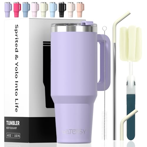 WATERSY 40 oz purple tumbler with straw