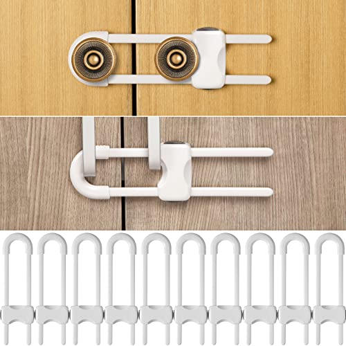 Jetec 10 Pack U-shaped cabinet locks in white