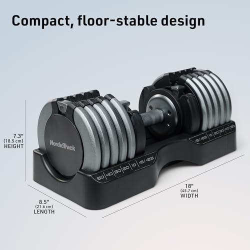 NordicTrack adjustable dumbbell smooth weight selector dial