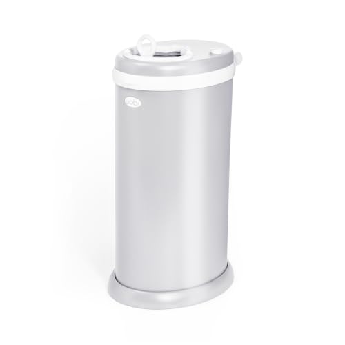 Ubbi Stainless Steel Diaper Pail Gray front view