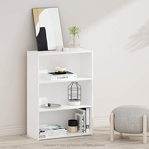 Furinno PASIR bookshelf white finish side angle