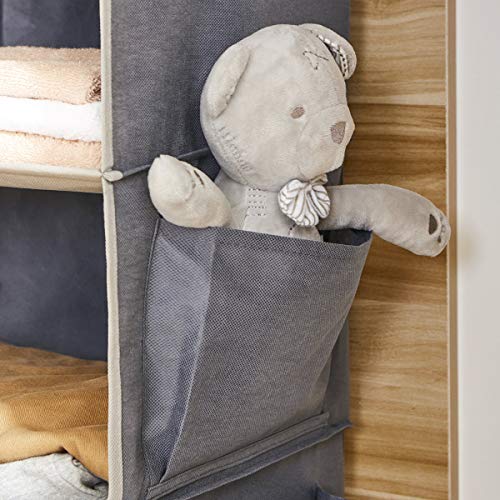 Full view of 6-level hanging storage in a closet