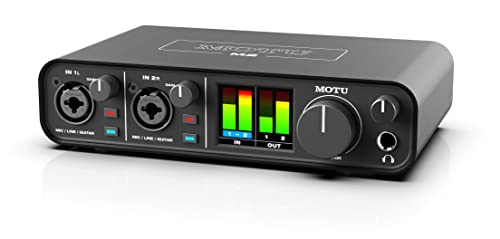 MOTU M2 top view with branding