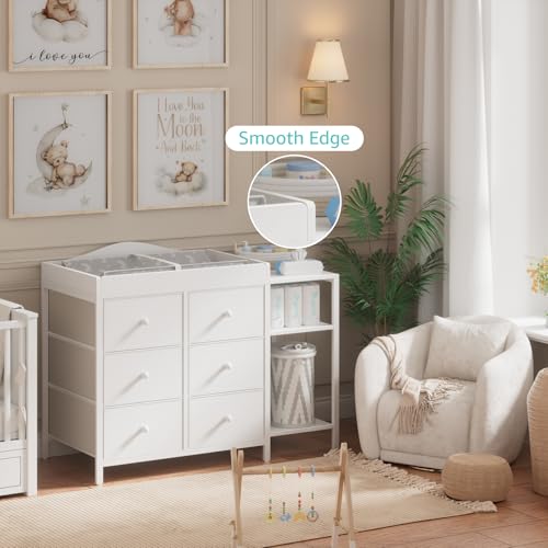 BOLUO baby changing station with side shelves