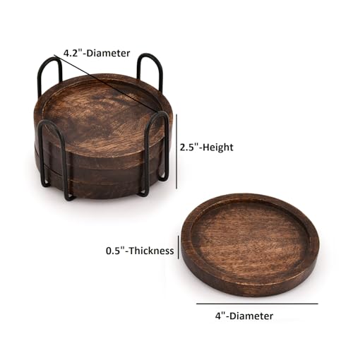 Wooden coasters with iron stand