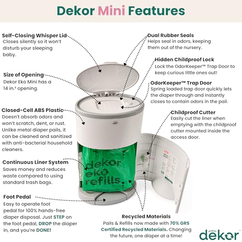 Diaper Dekor EKO MINI Diaper Pail lid open