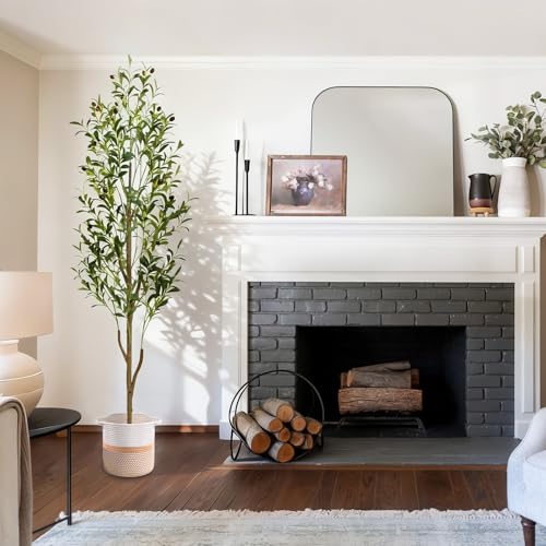 Full height view of the faux olive tree