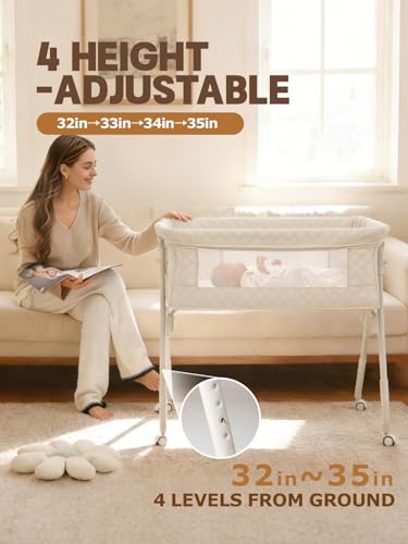 Interior view of the bassinet mattress and crib sheet