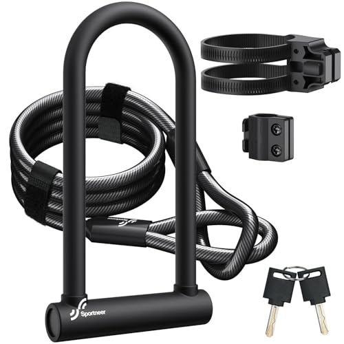 Sportneer heavy duty U-lock with steel cable