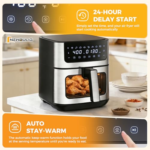 Side profile of the black air fryer
