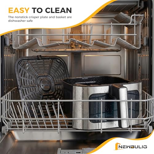 Air fryer with food basket pulled out