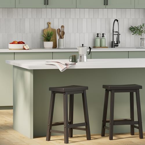 Side view of 24-inch black kitchen counter stools