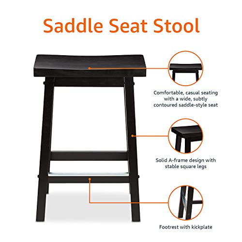 Integrated footrest view of black counter-height stool