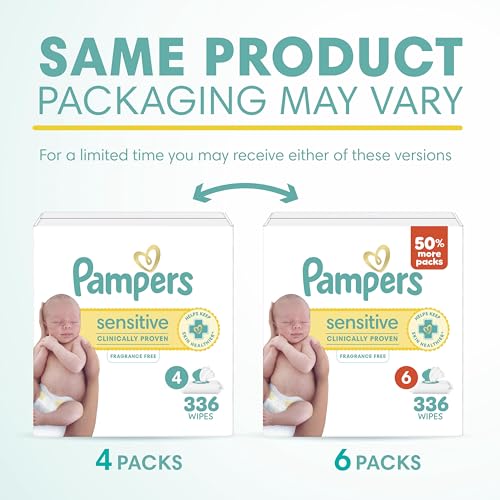 Pampers Sensitive wipes 6 flip-top packs