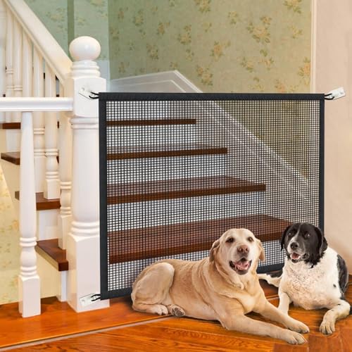 Cupount Dog Screen Mesh Gate black color fabric close up