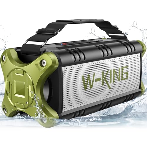 W-KING D8 green bluetooth speaker front view