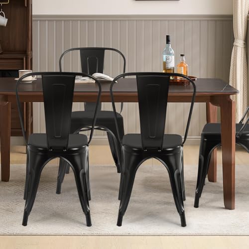 Set of 4 FDW black metal chairs
