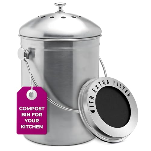 Epica 1.3 Gallon compost bin in silver