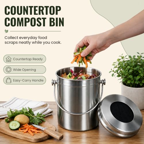 Durable stainless steel compost bin construction