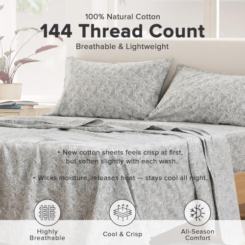 Flat sheet detail of Comfort Spaces percale bedding