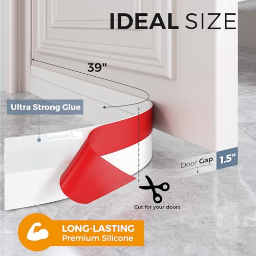 Instructional view of cutting door draft stopper