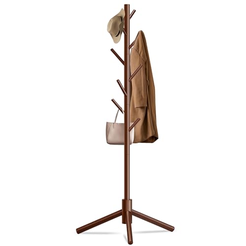 Unisakey wooden coat rack standing in brown