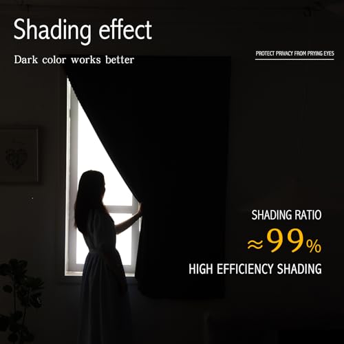 Black curtains covering a bedroom window