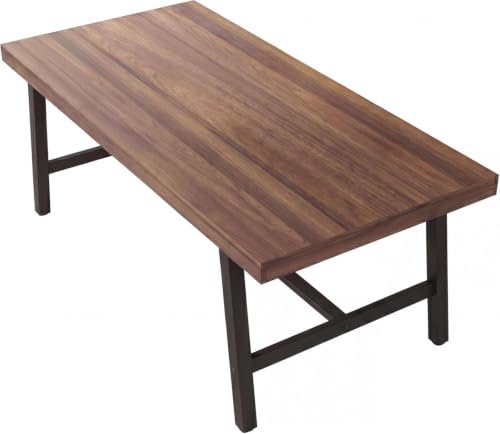 GarveeHome 71 inch brown industrial dining table front view