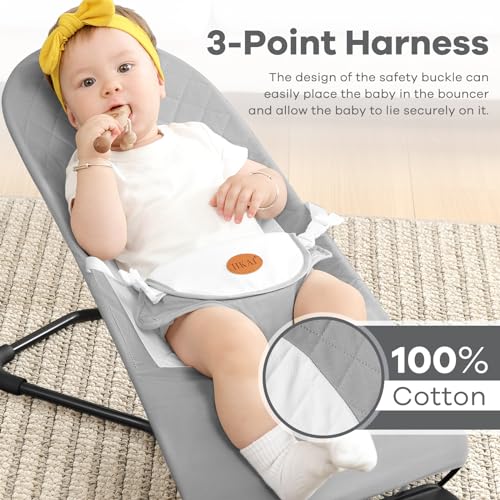 Close up of HKAI Baby Bouncer fabric and harness