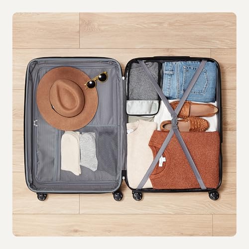 Close up of multi-directional wheels on the Basics luggage